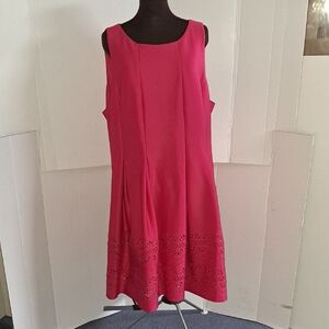 Jessica Howard Hot Pink Sleeveless A-Line Dress with Eyelet Hem